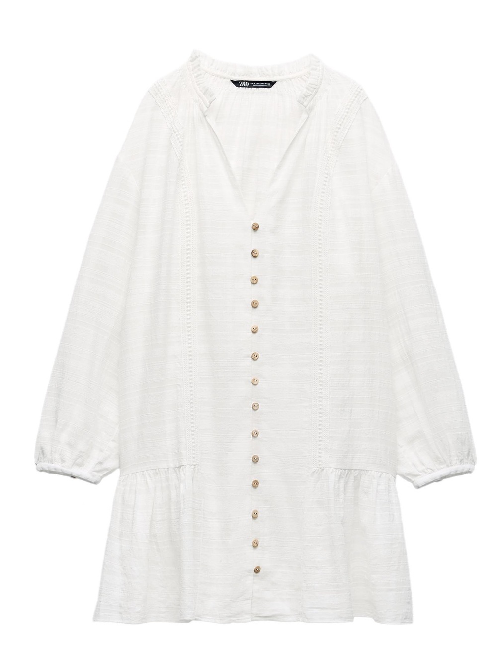 ZARA lace trim dress with ruffled collar and flounced hem